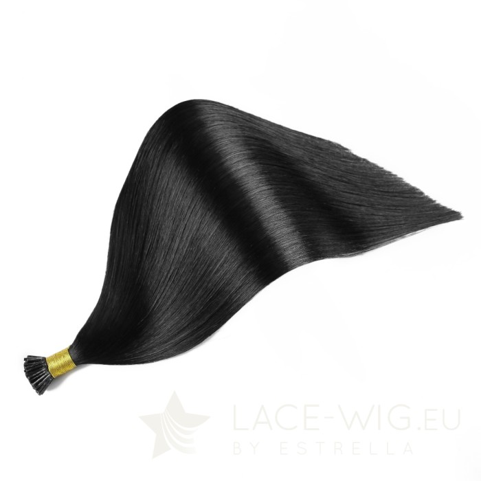 Schwarze I-Tip Extensions by Estrella in der Farbe #01