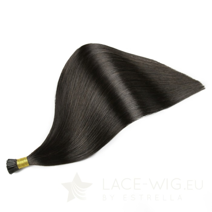 Schwarze I-Tip Extensions by Estrella in der Farbe #1b
