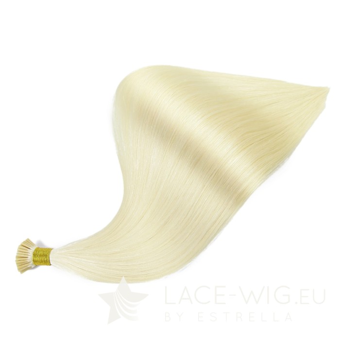 Weißblonde I-Tip Extensions by Estrella in der Farbe #60