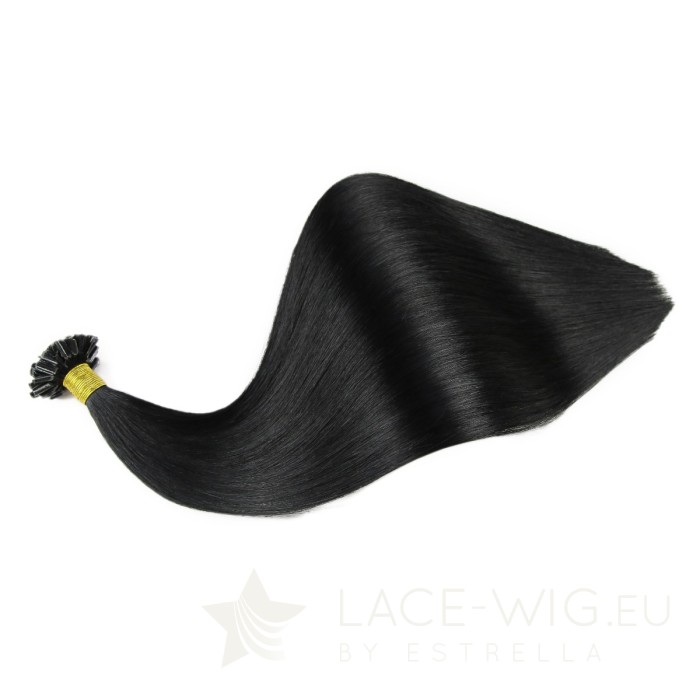 Schwarze U-Tip Extensions by Estrella in der Farbe #01