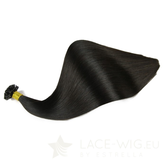 Schwarze U-Tip Extensions by Estrella in der Farbe #1b