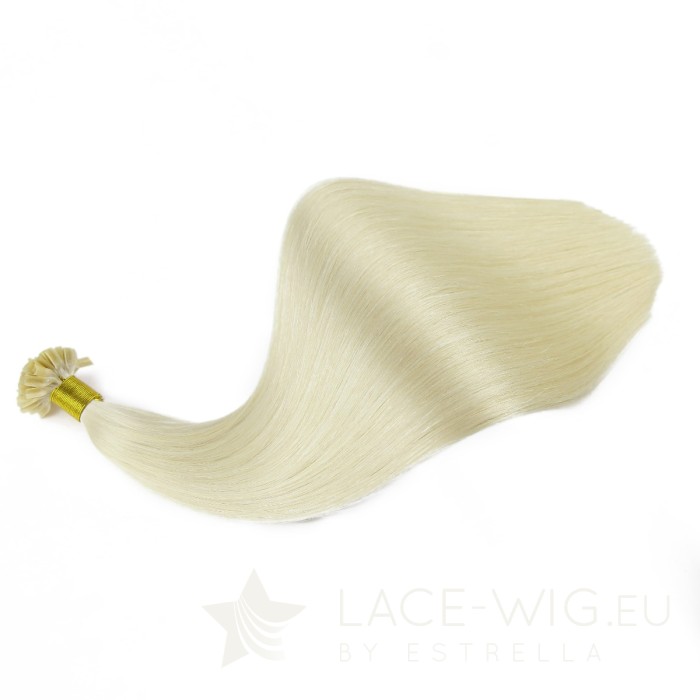 Weißblonde U-Tip Extensions by Estrella in der Farbe #60